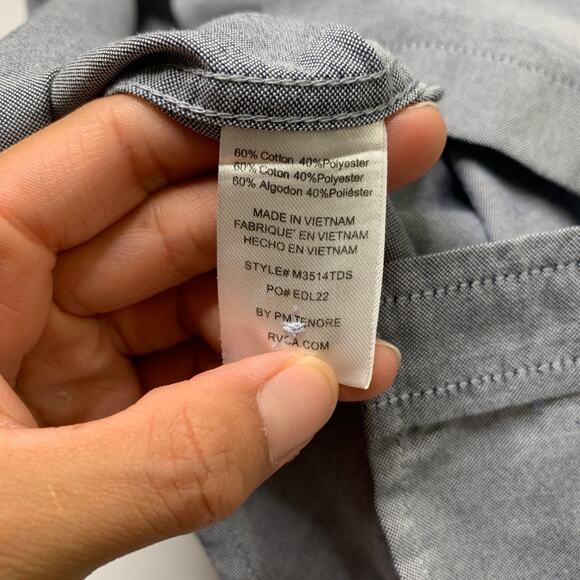 RVCA Shirt Men S Small Slate That'll Do Oxford SLIM Fit Short Sleeve Button Down - Picture 6 of 9